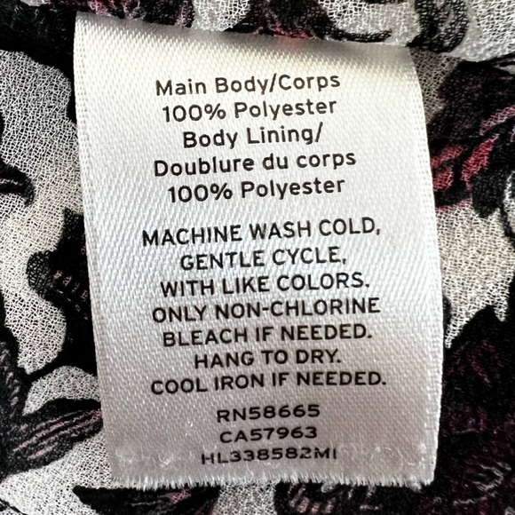 Chelsea28 Bell Sleeve Floral Split Tie Neck Sheer Dress Cover-Up - Size Small - Picture 9 of 9